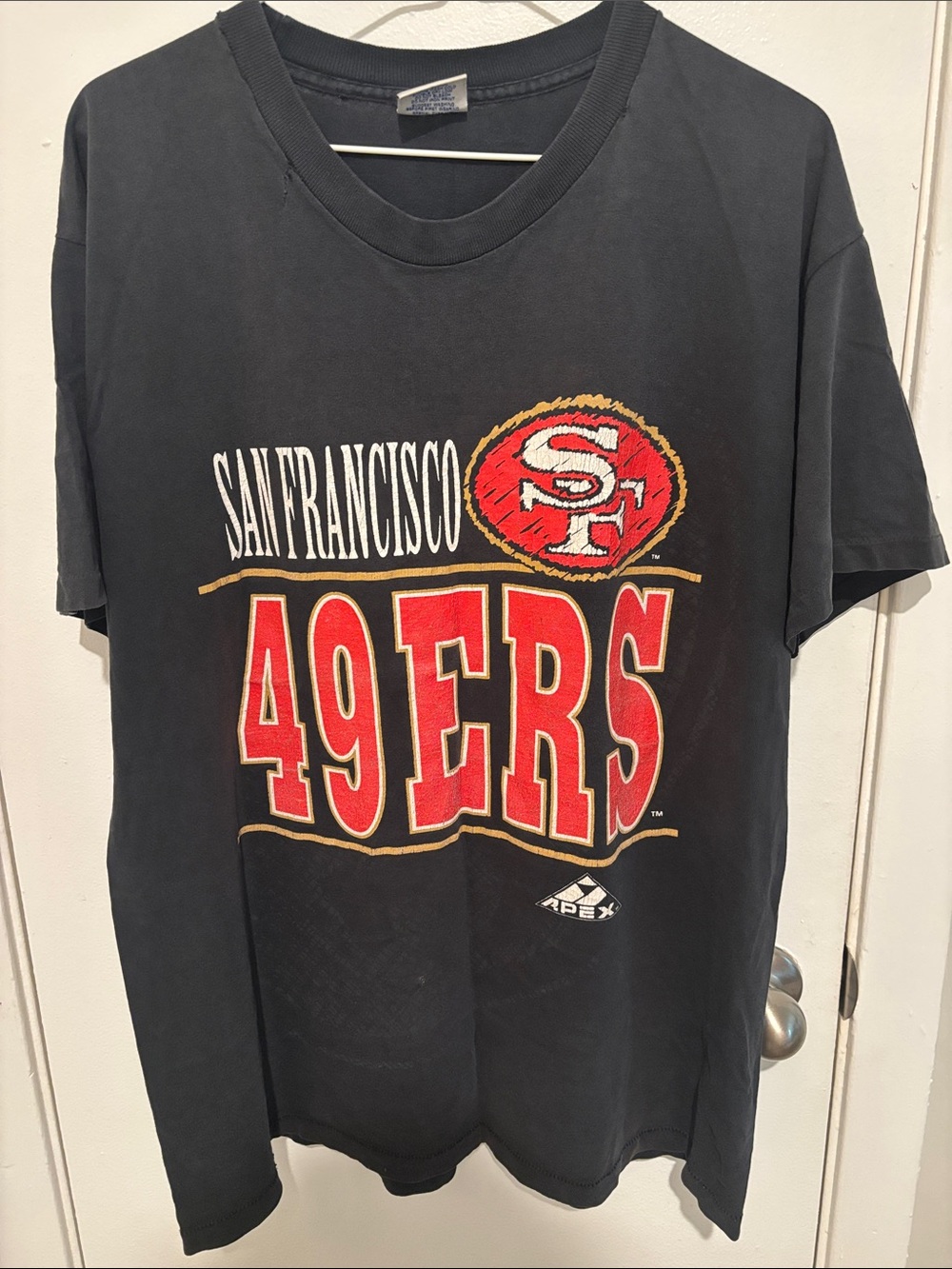 90s Vintage Apex San Francisco 49ers Black Graphic Tee - NFL Logo